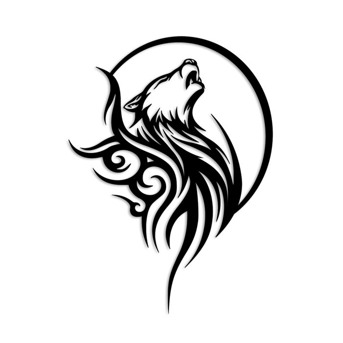 Wallity Wolfmoon Accesorio Decorativo de Pared de Metal Negro